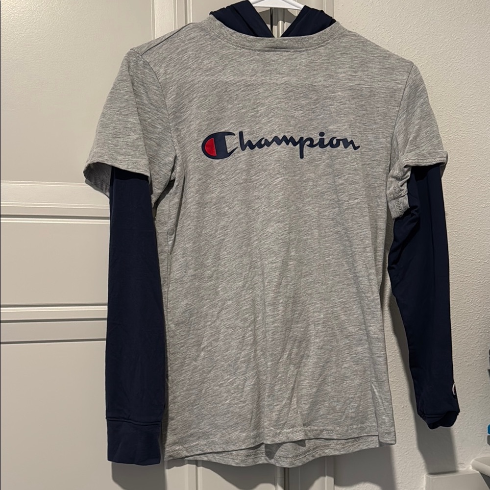 Champion Kids Gray and Blue Long sleeve Shirt